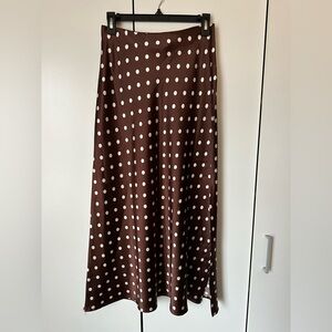 Brown Polka Dot Maxi Skirt